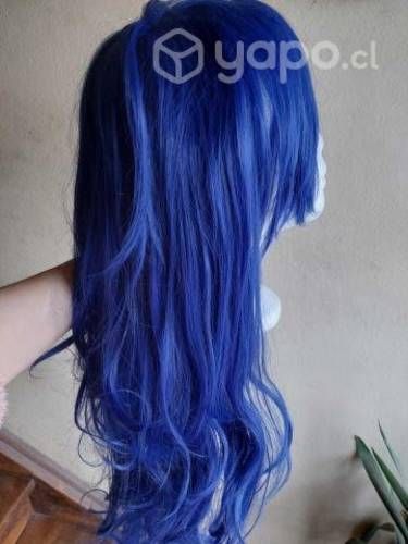 Peluca Kanekalon Azul 70 Cms. Nueva