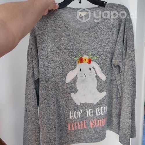 Polera pijama de punto con conejo talla M L