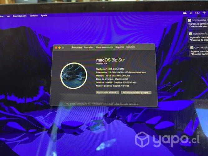 Mac book pro 2017 con touch bar