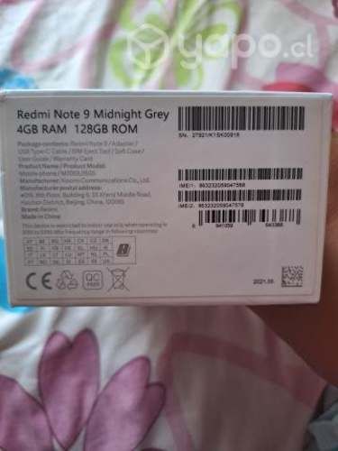 Redmi note 9 midnight grey 4gb ram 128gb rom