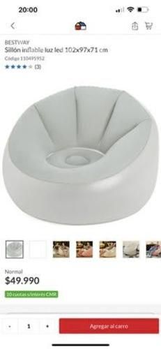 Sillón inflable luz led 102×97×71cm