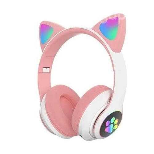 Audifono bluetooth orejas de gato, monster rosado