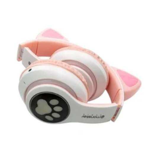 Audifono bluetooth orejas de gato, monster rosado