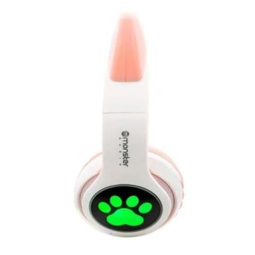 Audifono bluetooth orejas de gato, monster rosado