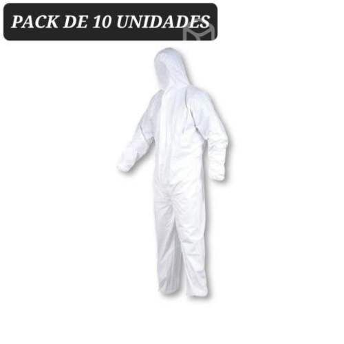 Traje Overol Papel, Buzo Protector, Pack De 10U, L