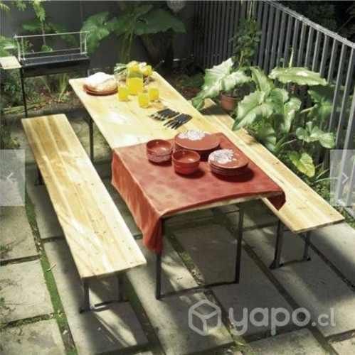 Mesa Plegable con bancos 199 cm