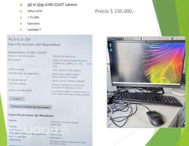 All in one lenovo a340