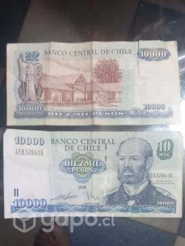 Billetes de 10 mil pesos chilenos