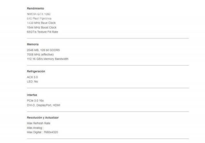 Tarjeta de Video GTX 1050 2GB Gaming