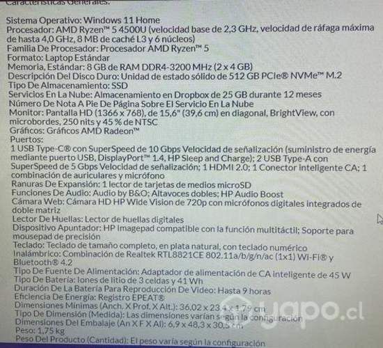 Notebook PAVILION HP