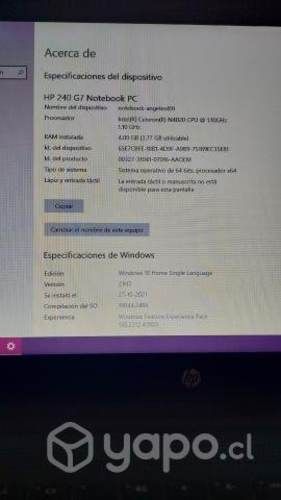 Notebook Hp, celeron, G7, 4GB RAM