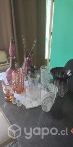 Antiguos floreros Vintage cristal yungay, europeos