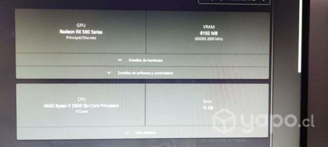 Pc gamer r5 2600 rx580 8gb