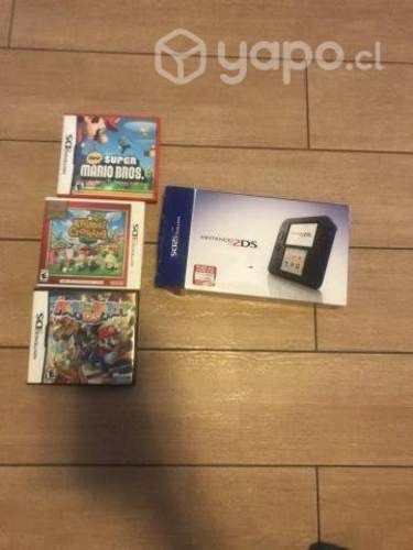 Nintendo 2DS + 3 juegos + cargador