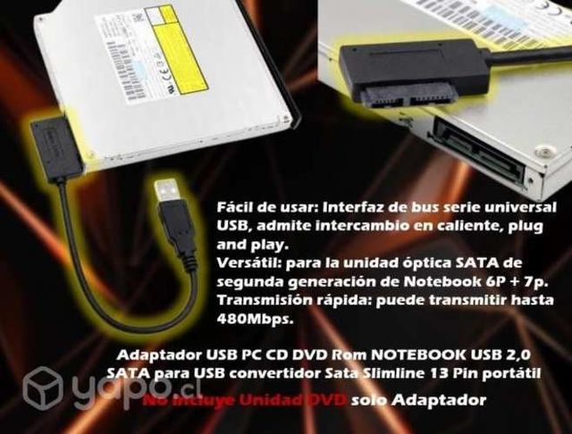Adaptador USB PC CD DVD Rom NOTEBOOK USB