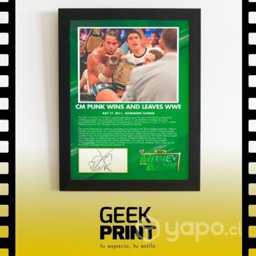Wwe cm punk cuadro conmemorativo autografo