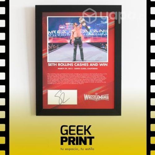 Wwe seth rollins cuadro conmemorativo autografo