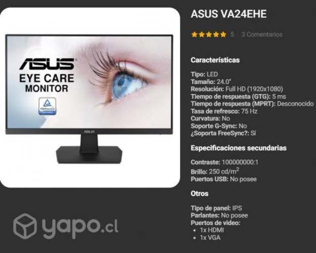 Monitor asus de 24 pulgadas Ips