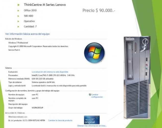 Pc lenovo thinkcentre m series INTEL I7