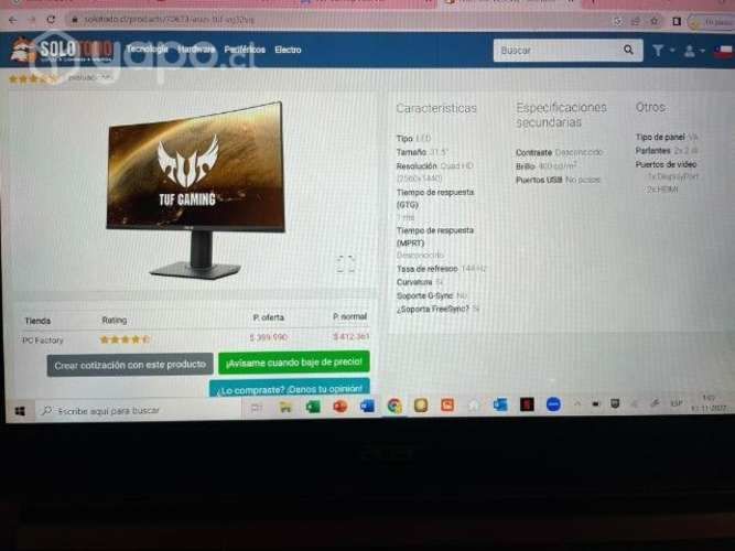 Monitor Asus tuf gaming curvo 31'5