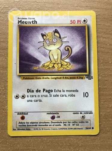 Carta Pokemon Meowth 1ra Ed. Jungle set 1999