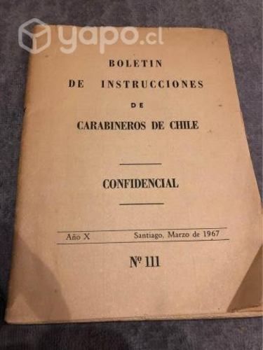 Boletín de instrucciones de carabineros año 1967