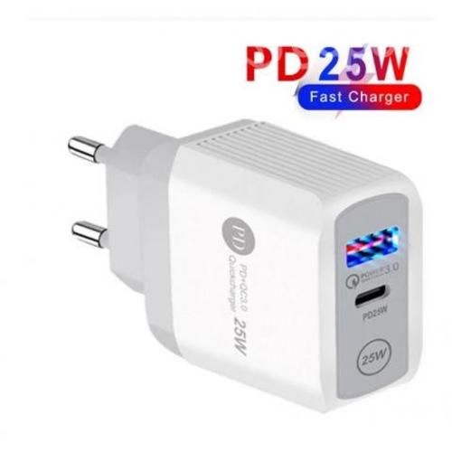 Cargador de pared para celular 25w Tipo C y USB