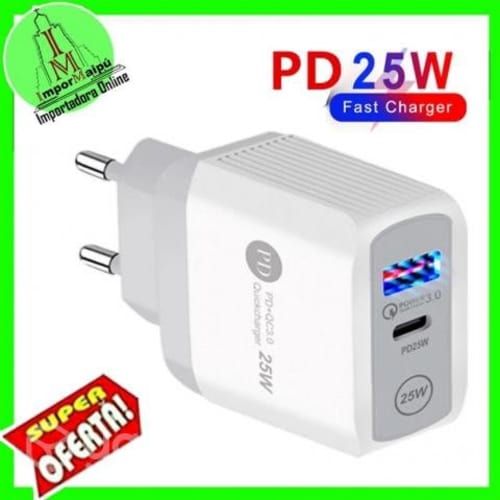 Cargador de pared para celular 25w Tipo C y USB