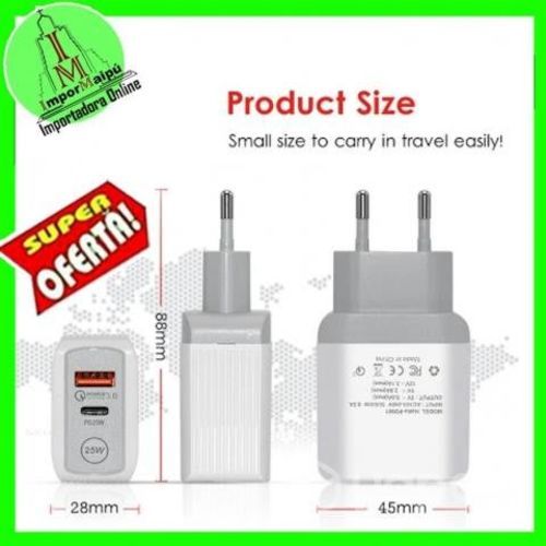Cargador de pared para celular 25w Tipo C y USB