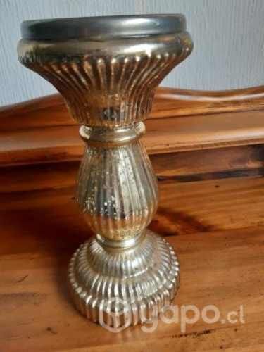 Porta vela de vidrio dorado 22 cm nuevo