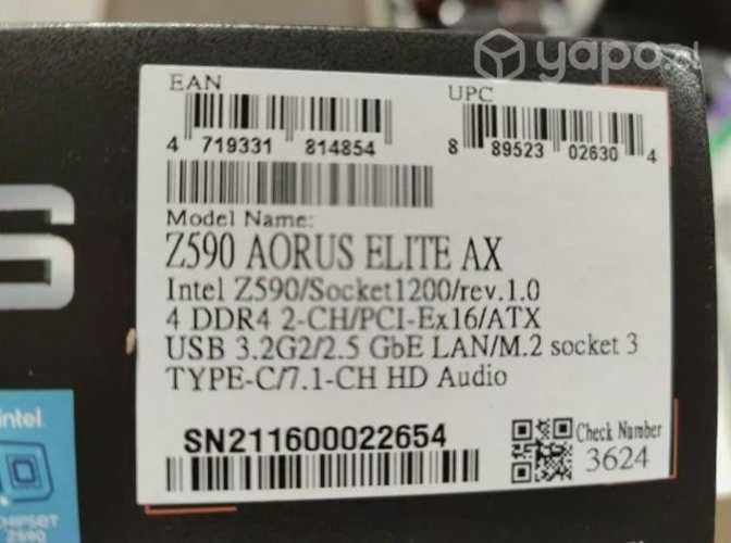 Placa madre gigabyte aorus elite Z590 AX regalada