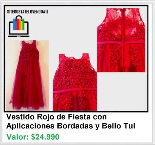 Vestido de Fiesta Rojo con Aplicaciones