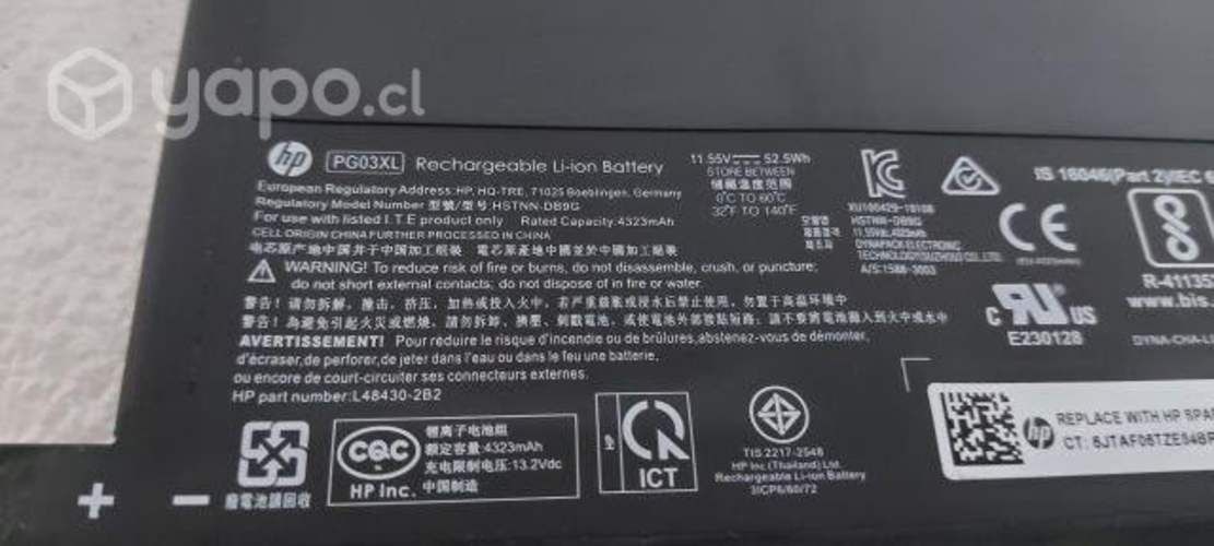 Bateria hp pg03xl original nueva