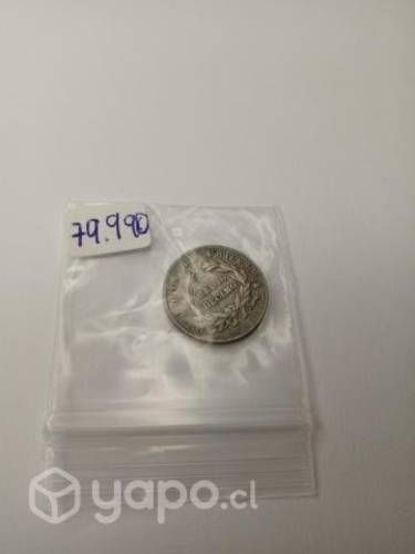 Moneda de medio decimo chileno 1892