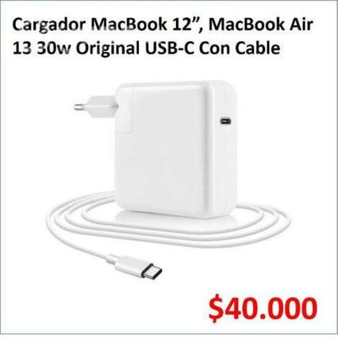 Cargador MacBook 12" MacBook Air 13 30W Usb-c