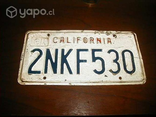 Placa patente &quot;california &quot; u.s.a