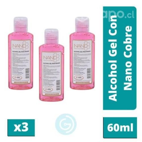 Pack X3 Alcohol N-Gel 70% Con Nano Cobre 60ml GD