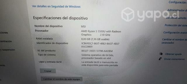 Notebook msi modern 14 b5m amd ryzen 5 5500u amd r