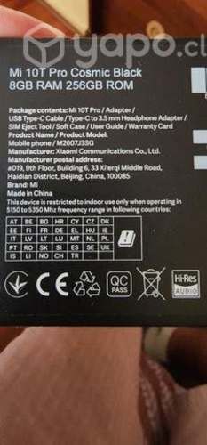 XIAOMI 10T pro, 256gb y 8 Ram