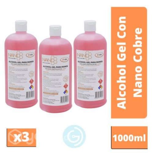 Pack X3 Alcohol Gel 70% Con Nano Cobre 1000ml GD