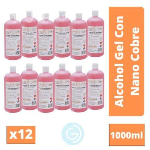 Pack X12 Alcohol Gel 70% Con Nano Cobre 1000ml GD