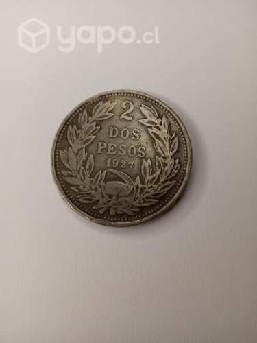 Moneda de 2 pesos chilenos 1927