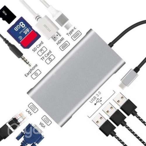 Hub 10 En 1 Usb Tipo C Adaptador Micro Sd Ethernet