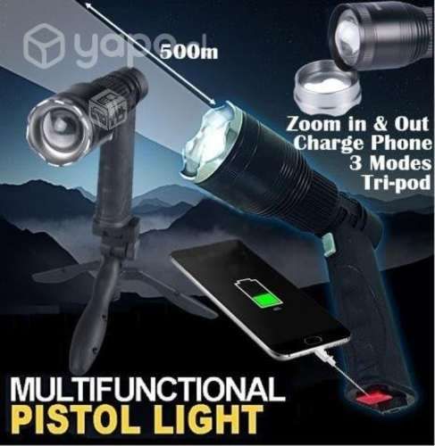 Linterna Led T6 Recargable Tipo Pistola con Atril