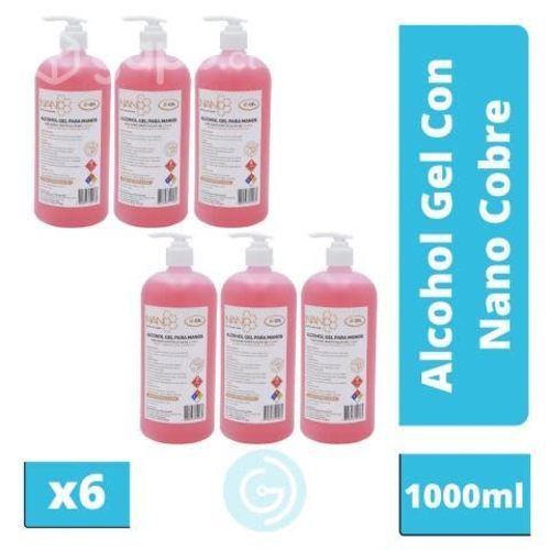Pack X6 Alcohol N-Gel 70% C/Nanocobre 1000ml GD