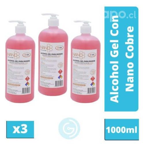 Pack X3 Alcohol Gel 70% C/Nanocobre 1000ml GD