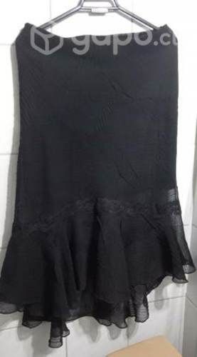 Falda larga negra encaje y falso talla M