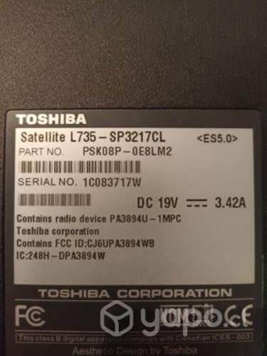 Notebook Toshiba Satellite L735-SP3217CL