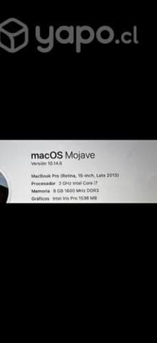 Macbook pro retina intel core i7 ram 8gb