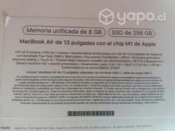 MacBook air 2022 procesador M1